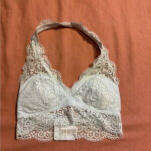Aerie Lace Halter Bralette in Light Blue